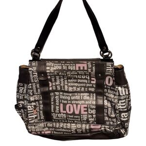 LOVE Black and Pink Inspirational Tote Bag 17x13in